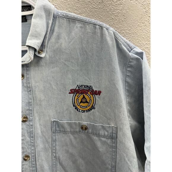 LA Loving Mens Shirt Medium Short Sleeve Button Up National Sprint Car Hall Fame - Picture 3 of 13
